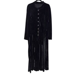 Pyramid Collection Black Velvet Dress 1X Coat Long Party Button‎ Long Sleeve